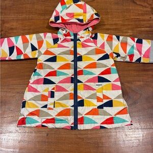 Marimekko Raincoat Colorful Geometric Pink Lined Jacket Waterproof w/Hood Sz 3